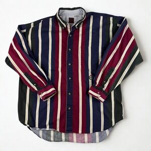 Ruff‎ Hewn Classics Vintage Striped Shirt Mens XL Crest Logo Preppy Button Down